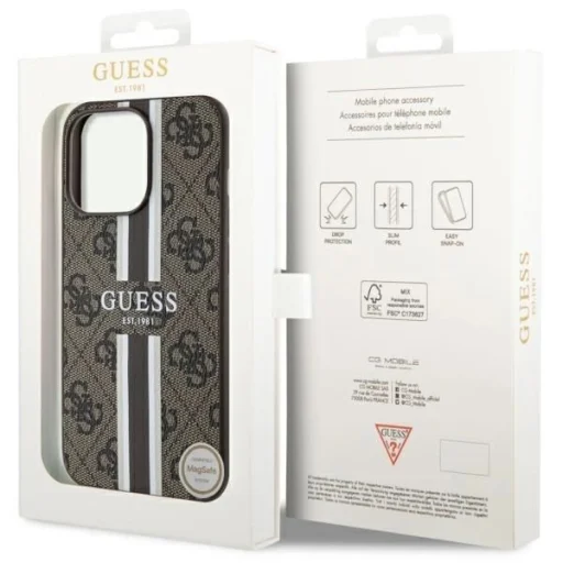 Guess GUHMP13LP4RPSW iPhone 13 Pro / 13 6.1" barna/barna telefontok 4G Printed Stripes MagSafe tok - 8