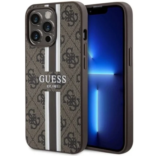 Guess GUHMP13LP4RPSW iPhone 13 Pro / 13 6.1" barna/barna telefontok 4G Printed Stripes MagSafe tok - 1
