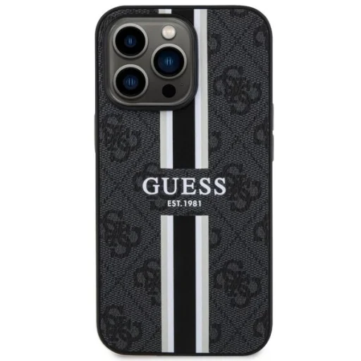 Guess GUHMP13XP4RPSK iPhone 13 Pro Max 6.7" fekete/fekete kemény tok 4G Printed Stripes MagSafe tok - 3