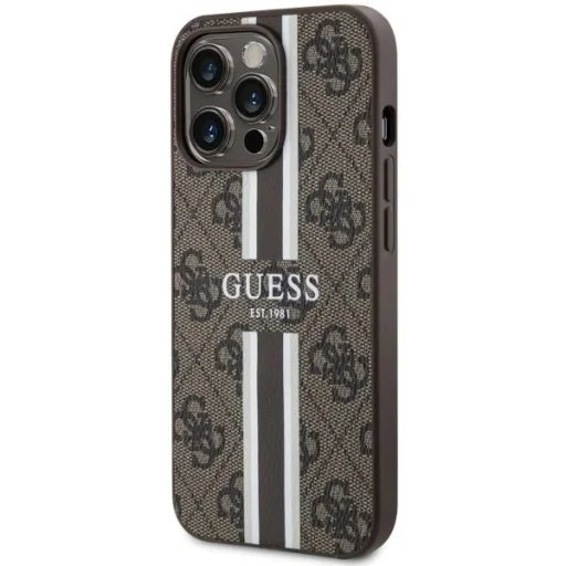 Guess GUHMP13XP4RPSW iPhone 13 Pro Max 6.7" barna/barna keménytok 4G Printed Stripes MagSafe tok - 2