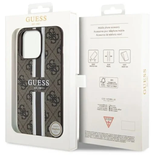 Guess GUHMP13XP4RPSW iPhone 13 Pro Max 6.7" barna/barna keménytok 4G Printed Stripes MagSafe tok - 8