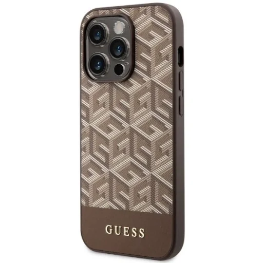 Guess GUHMP14LHGCFSEW iPhone 14 Pro 6.1" barna/barna kemény tok GCube Stripes MagSafe tok - 2