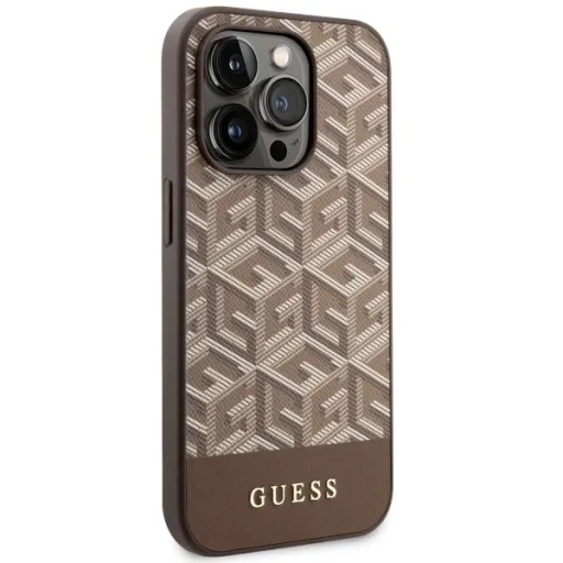 Guess GUHMP14LHGCFSEW iPhone 14 Pro 6.1" barna/barna kemény tok GCube Stripes MagSafe tok - 4