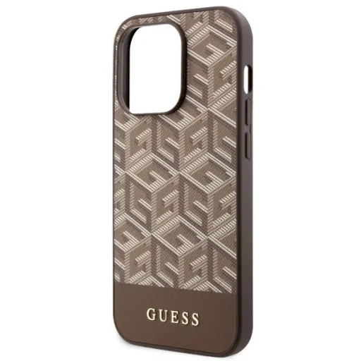 Guess GUHMP14LHGCFSEW iPhone 14 Pro 6.1" barna/barna kemény tok GCube Stripes MagSafe tok - 6