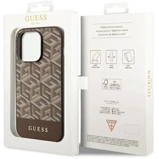 Guess GUHMP14LHGCFSEW iPhone 14 Pro 6.1" barna/barna kemény tok GCube Stripes MagSafe tok - 8