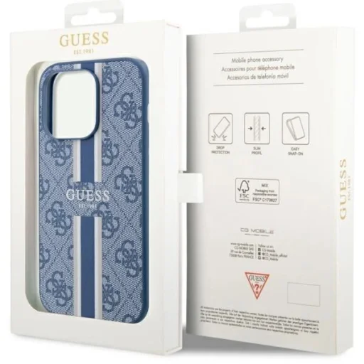 Guess GUHMP14LP4RPSB iPhone 14 Pro 6.1" kék/kék keménytok 4G Printed Stripes MagSafe tok - 8