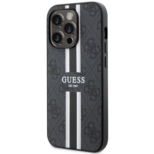 Guess GUHMP14LP4RPSK iPhone 14 Pro 6.1" fekete/fekete kemény tok 4G Printed Stripes MagSafe tok - 2