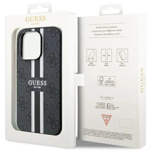 Guess GUHMP14LP4RPSK iPhone 14 Pro 6.1" fekete/fekete kemény tok 4G Printed Stripes MagSafe tok - 8