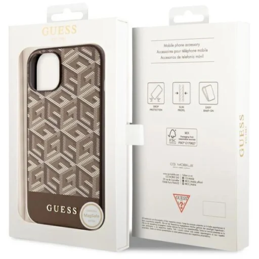 Guess GUHMP14MHGCFSEW iPhone 14 Plus 6.7" barna/barna kemény tok GCube Stripes MagSafe tok - 8
