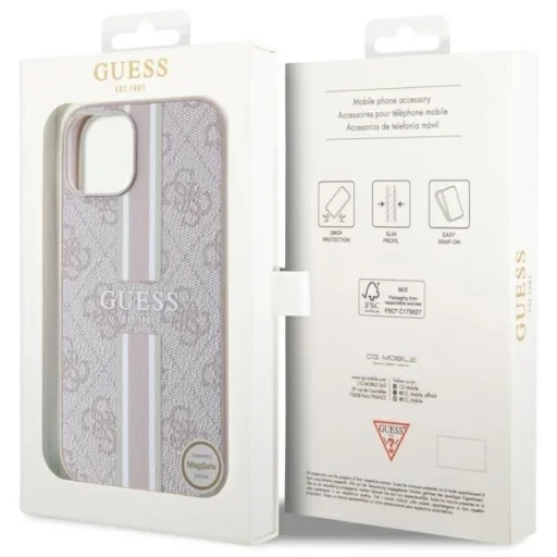 Guess GUHMP14MP4RPSP iPhone 14 Plus 6.7" ružový hardcase 4G Printed Stripes MagSafe puzdro - 8