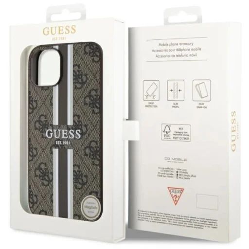 Guess GUHMP14MP4RPSW iPhone 14 Plus 6.7" barna/barna keménytok 4G Printed Stripes MagSafe tok - 8