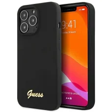 Guess GUHCP13XLSLMGBK iPhone 13 Pro Max 6.7" fekete/fekete hardcase Szilikon Script Arany Logó tok