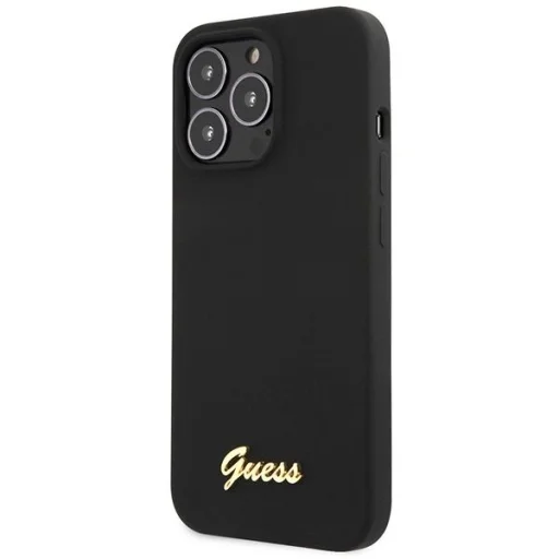 Guess GUHCP13XLSLMGBK iPhone 13 Pro Max 6.7" fekete/fekete hardcase Szilikon Script Arany Logó tok - 2
