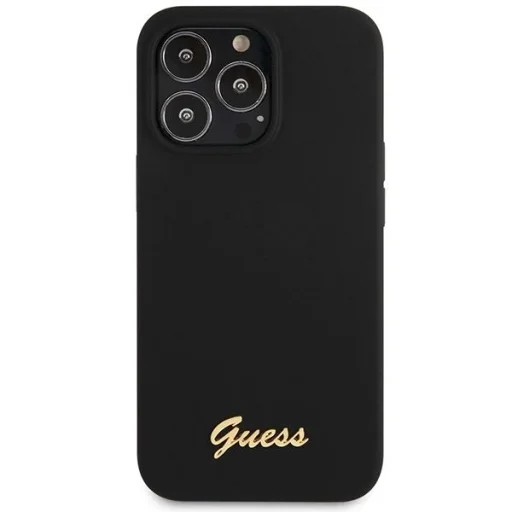Guess GUHCP13XLSLMGBK iPhone 13 Pro Max 6.7" fekete/fekete hardcase Szilikon Script Arany Logó tok - 3