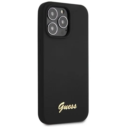 Guess GUHCP13XLSLMGBK iPhone 13 Pro Max 6.7" fekete/fekete hardcase Szilikon Script Arany Logó tok - 4