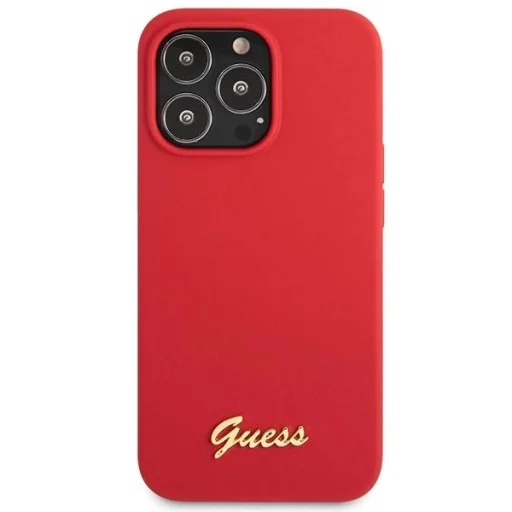 Guess GUHCP13XLSLMGRE iPhone 13 Pro Max 6.7" piros/bordó kemény tok Szilikon Vintage Arany Logó tok - 3