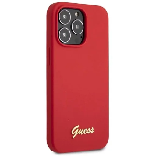 Guess GUHCP13XLSLMGRE iPhone 13 Pro Max 6.7" piros/bordó kemény tok Szilikon Vintage Arany Logó tok - 4