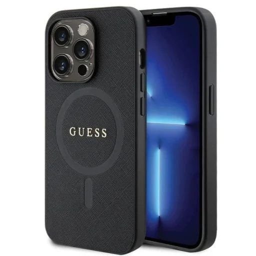 Guess GUHMP14LPSAHMCK tok tok iPhone 14 Pro - fekete Saffiano MagSafe - 1