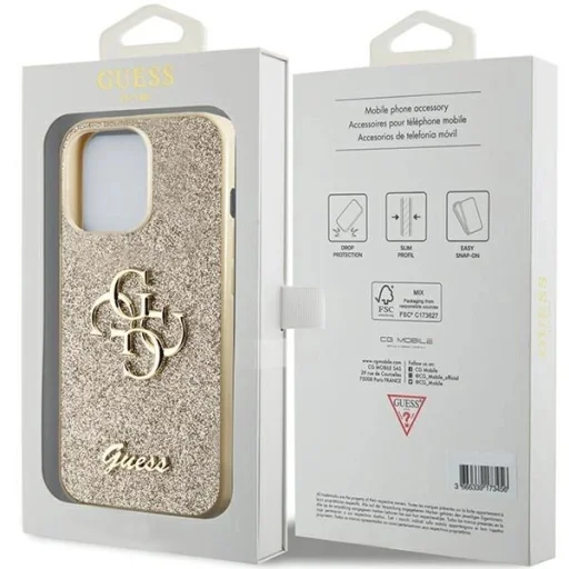 Guess GUHCP13XHG4SGD tok iPhone 13 Pro Max 6.7"-hez - arany Glitter Script Big 4G - 8