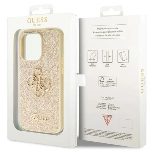 Guess GUHCP14LHG4SGD tok iPhone 14 Pro - arany Glitter Script Big 4G - 8
