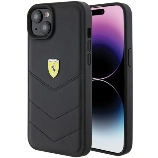 Ferrari FEHCP15MRDUK iPhone 15 Plus 6.7" fekete/fekete kemény tok Quilted Metal Logo - 1