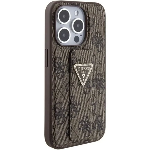 Guess Grip Stand 4G Triangle Strass tok iPhone 15 Pro - barna - 5