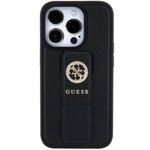 Guess Grip Stand 4G Saffiano Strass tok iPhone 15 Pro Max - fekete - 3