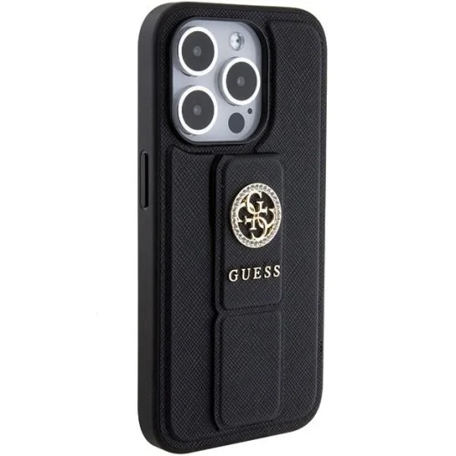 Guess Grip Stand 4G Saffiano Strass tok iPhone 15 Pro Max - fekete - 4