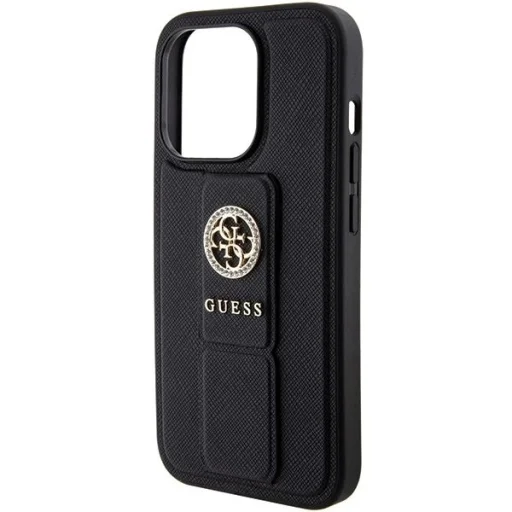 Guess Grip Stand 4G Saffiano Strass tok iPhone 15 Pro Max - fekete - 5