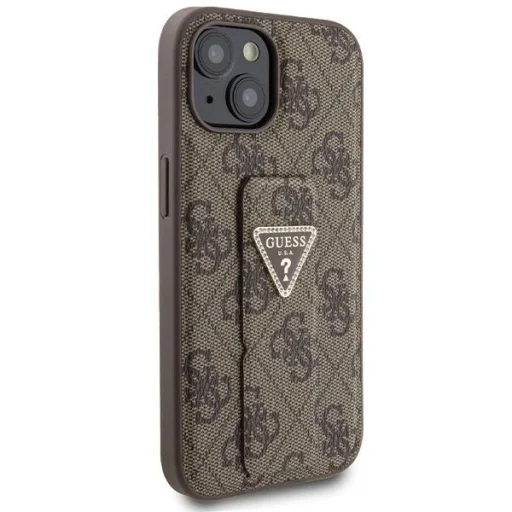 Guess Grip Stand 4G Triangle Strass tok iPhone 15 - barna - 4