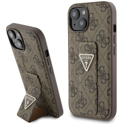 Guess Grip Stand 4G Triangle Strass tok iPhone 15 - barna - 1