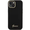 Guess szilikon Script Metal Logo & Frame tok iPhone 15 - fekete thumbnail