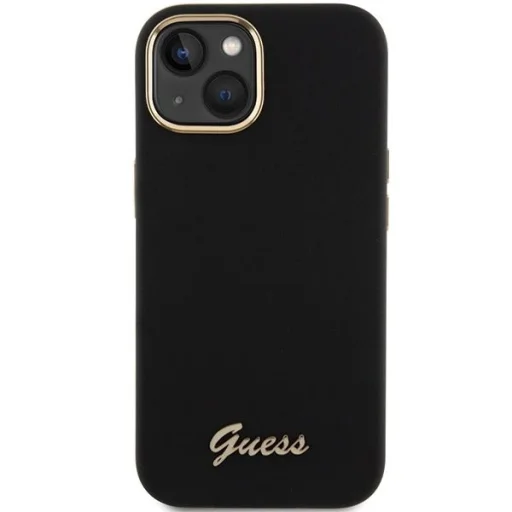 Guess szilikon Script Metal Logo & Frame tok iPhone 15 - fekete - 3