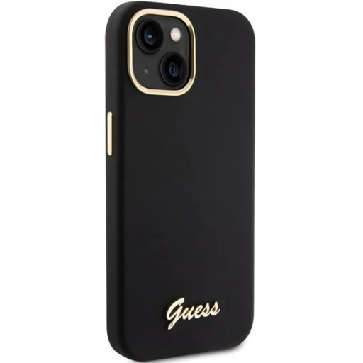 Guess szilikon Script Metal Logo & Frame tok iPhone 15 - fekete - 4