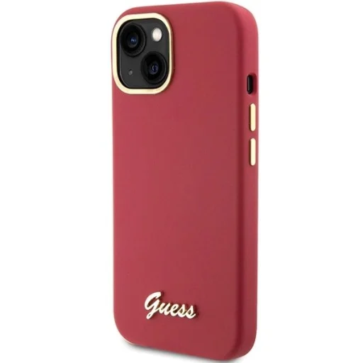 Guess Silicone Script Metal Logo & Frame tok iPhone 15 - piros - 2