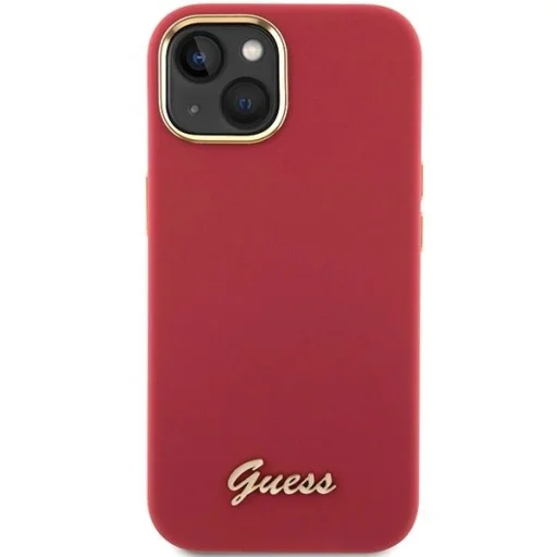 Guess Silicone Script Metal Logo & Frame tok iPhone 15 - piros - 3