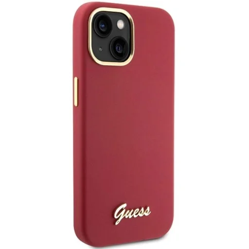Guess Silicone Script Metal Logo & Frame tok iPhone 15 - piros - 4