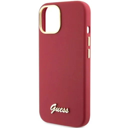 Guess Silicone Script Metal Logo & Frame tok iPhone 15 - piros - 6
