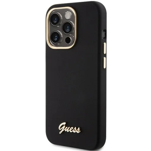 Guess Silicone Script Metal Logo & Frame tok iPhone 15 Pro Max - fekete - 2