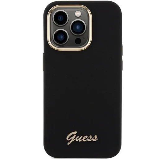 Guess Silicone Script Metal Logo & Frame tok iPhone 15 Pro Max - fekete - 3