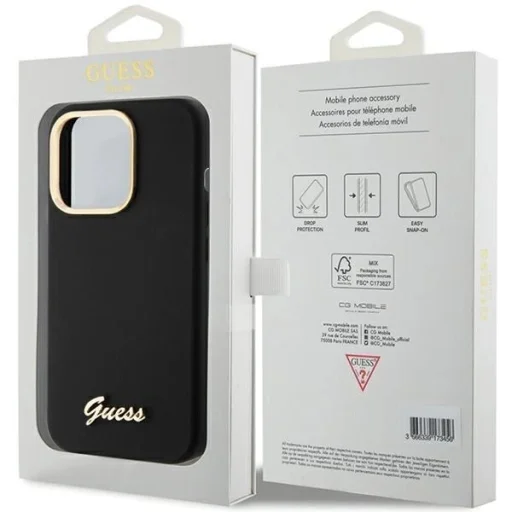Guess Silicone Script Metal Logo & Frame tok iPhone 15 Pro Max - fekete - 8
