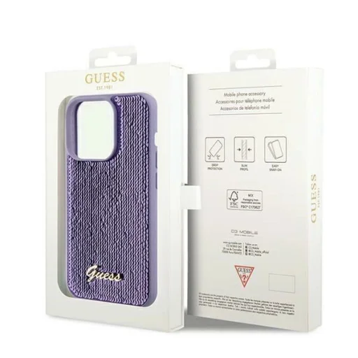 Guess Sequin Script Metal tok iPhone 13 Pro / 13 - lila - 8