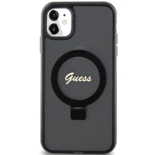 Guess Ring Stand Script Glitter MagSafe tok iPhone 11 - fekete - 3
