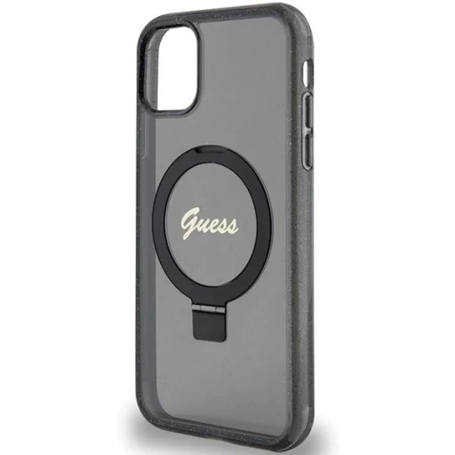 Guess Ring Stand Script Glitter MagSafe tok iPhone 11 - fekete - 6