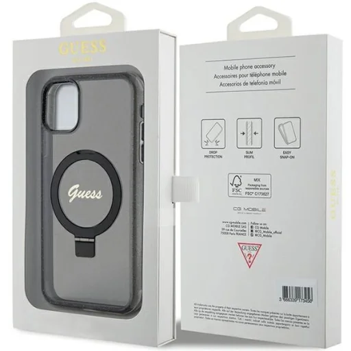 Guess Ring Stand Script Glitter MagSafe tok iPhone 11 - fekete - 8