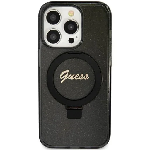 Guess Ring Stand Script Glitter MagSafe tok iPhone 12/12 Pro - fekete - 3