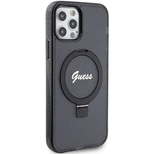 Guess Ring Stand Script Glitter MagSafe tok iPhone 12/12 Pro - fekete - 4