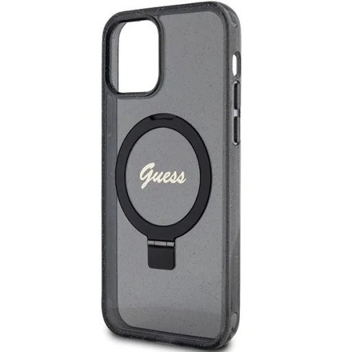 Guess Ring Stand Script Glitter MagSafe tok iPhone 12/12 Pro - fekete - 6