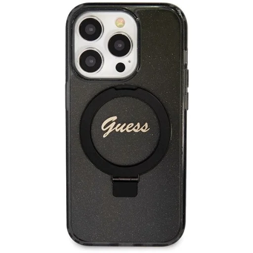Guess Ring Stand Script Glitter MagSafe tok iPhone 14 Pro - fekete - 3