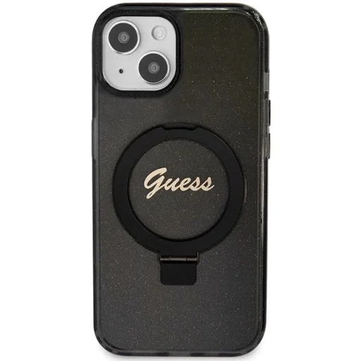 Guess Ring Stand Script Glitter MagSafe tok iPhone 14 / 15 / 13 - fekete - 3